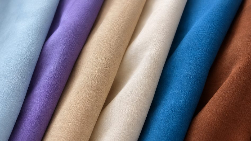 Gros plan sur la texture mate du tissu utilisé pour les rideaux Bo·Jour